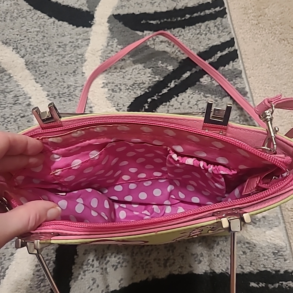 90s Y2K Girls Chic Handbag Pink/green Embroidered Girls - Picture 8 of 11